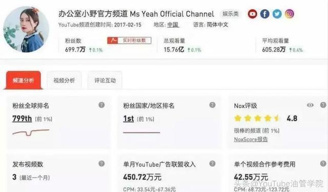 Youtube广告收益#李子柒的Youtube广告月入超70万美金，你咋还不行动？1