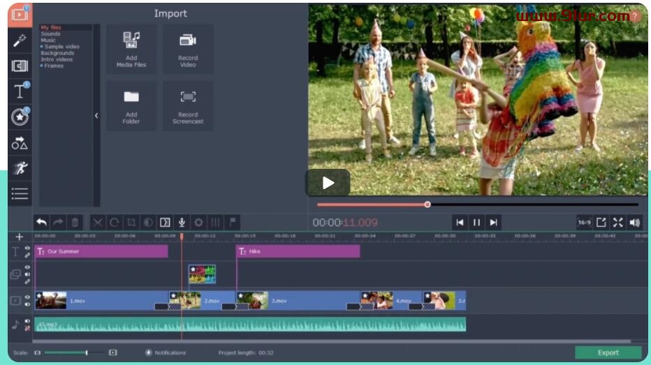 Intuitive Video-Editing Software. Free Download. Movavi Video Editor is designed for anyone who wants to easily share sentiments through videos. Create heart-warming wedding videos, engaging travel clips, memorable birthday films and home movies. With Movavi’s free-download video software, you become the director of your own story. In Movavi Video Editor, every tool is where you expect it to be. So even if you’ve never tried to edit videos on a PC before, it will take you no more than 20 minutes to master the movie editor and be able to edit like a pro. Download Movavi’s video-editing software for free. Create a movie you’ll be proud of.